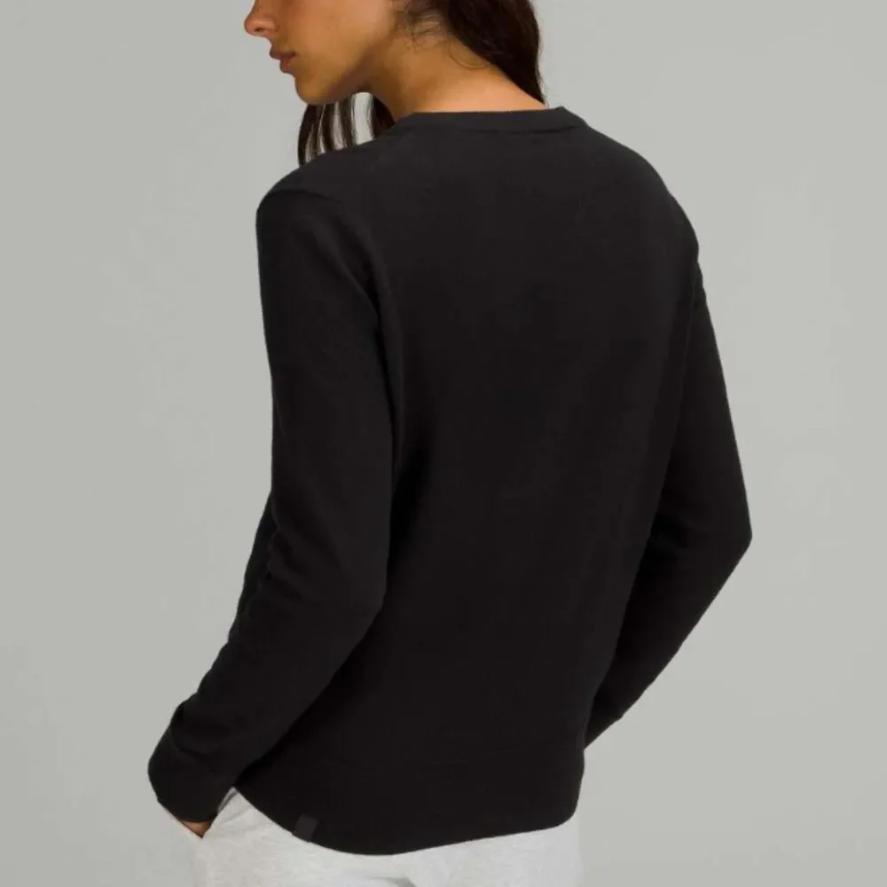 Women Lululemon Cotton-Cashmere Blend Sweater Black Size 12 Casual Neutral